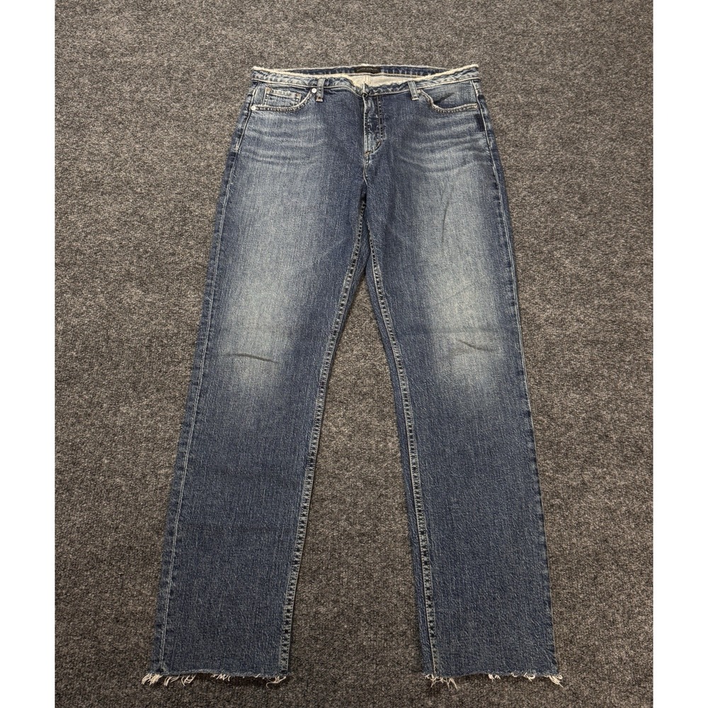 Silver Jeans Co High Note Slim Womens 31 Blue Frayed Raw Hem Denim Grunge Indie